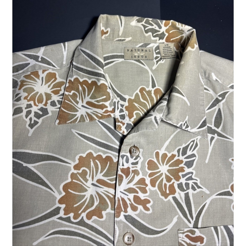 Natural Issue Men's 100% Cotton Shirt Size L Resort Wear Button Down  Tropical
